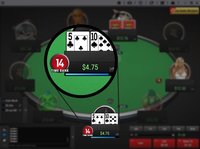 time bank in the PokerKing interface