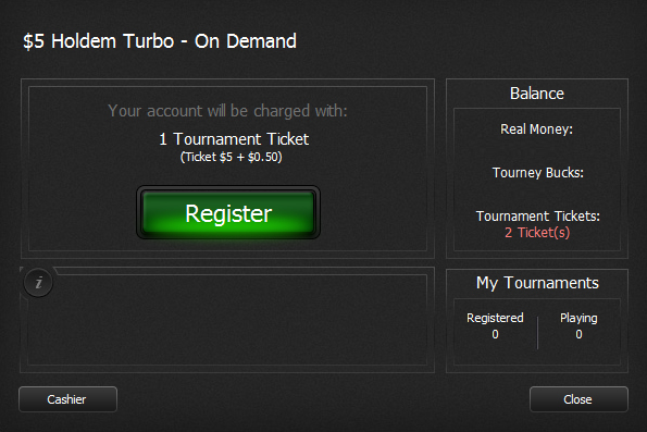 using PokerKing tournament tickets